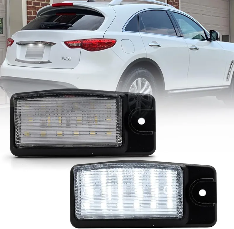 NSLUMO Led License Plate Light for 2002-2018 Infiniti FX35 QX50 EX35 QX70 Q45 6500K Xenon White Number Plate Light 18-SMD Rear Led Tag Lamp Assembly Replacement