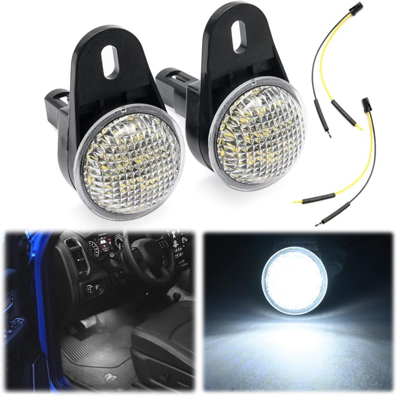 NSLUMO LED Courtesy Footwell Lights Replacement for 2011 2012 Dodge Ram 1500 2500 3500 Pickup, 6000K White Led Under Dashboard Interior Welcome Floor Liner Lamps Harness Assembly Canbus Error Free