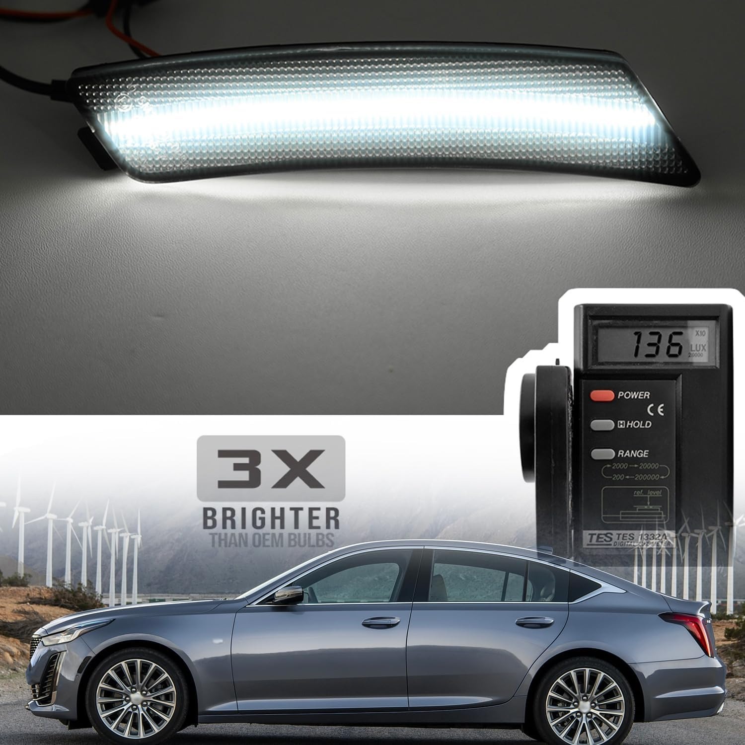 Led Side Marker Lights Compatible Cadillac CT5 2020 2021 2022 2023 Front Bumper Side Marker Reflector Repeater Lamp Amber/White Led