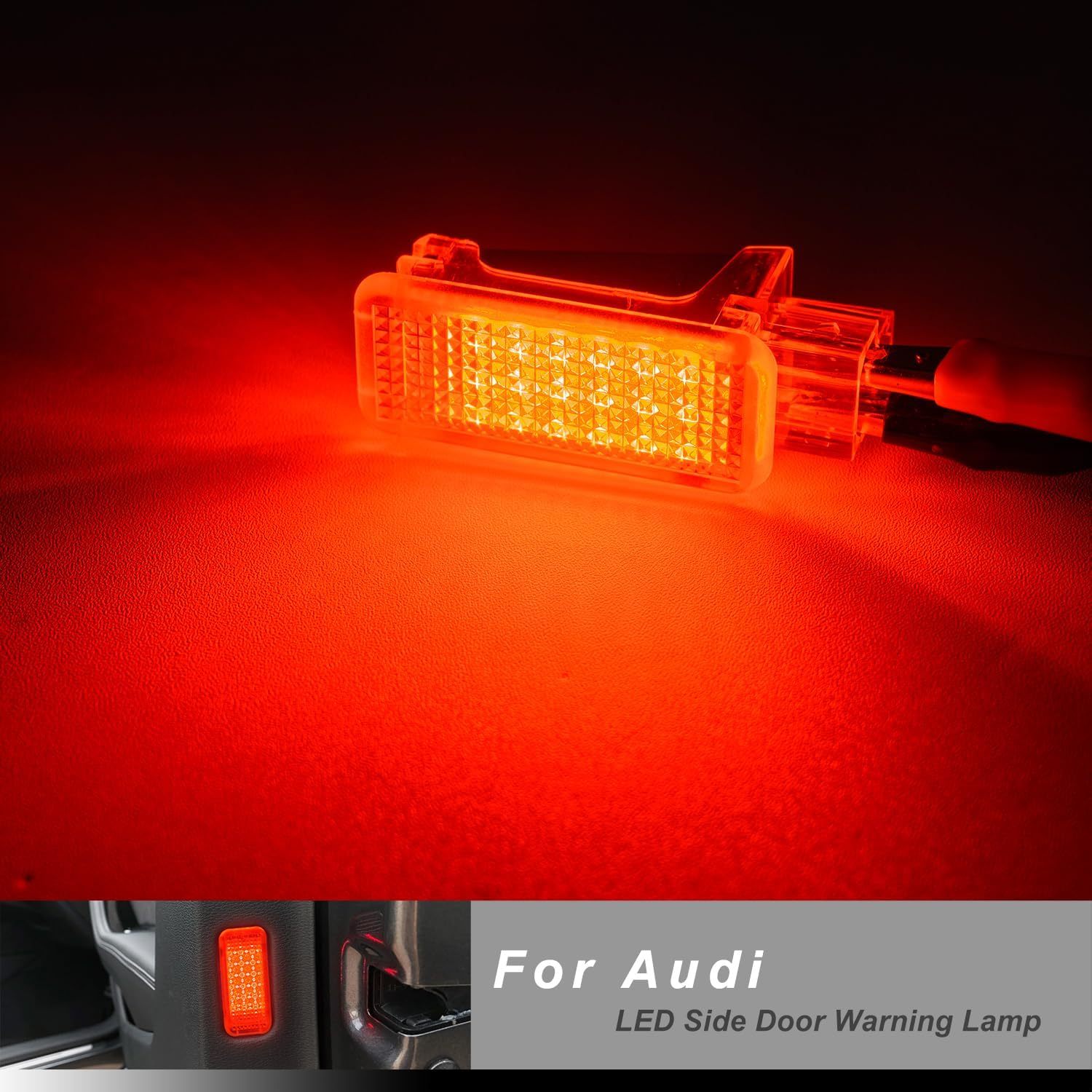 NSLUMO 2pcs LED Door Courtesy Lights Kit for 2016-2023 Audi TT TTS TTRS A3 A5 S5 RS5, 18-SMD Red Led Side Door Warning Light Canbus Error Free Interior Puddle Lamps Assembly w/PNP Adpater Wires