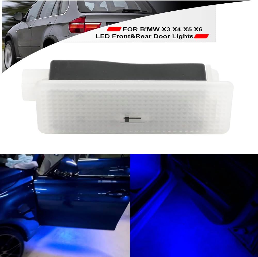 NSLUMO Led Courtesy Door Ambient Lamp for B'MW X3 X4 X5 X6 E83 F25 F26 E70 E71 E72 4PCS White Blue Red Led Welcomed Door Panel Lights Assembly Error Free Door Step Light Replacement