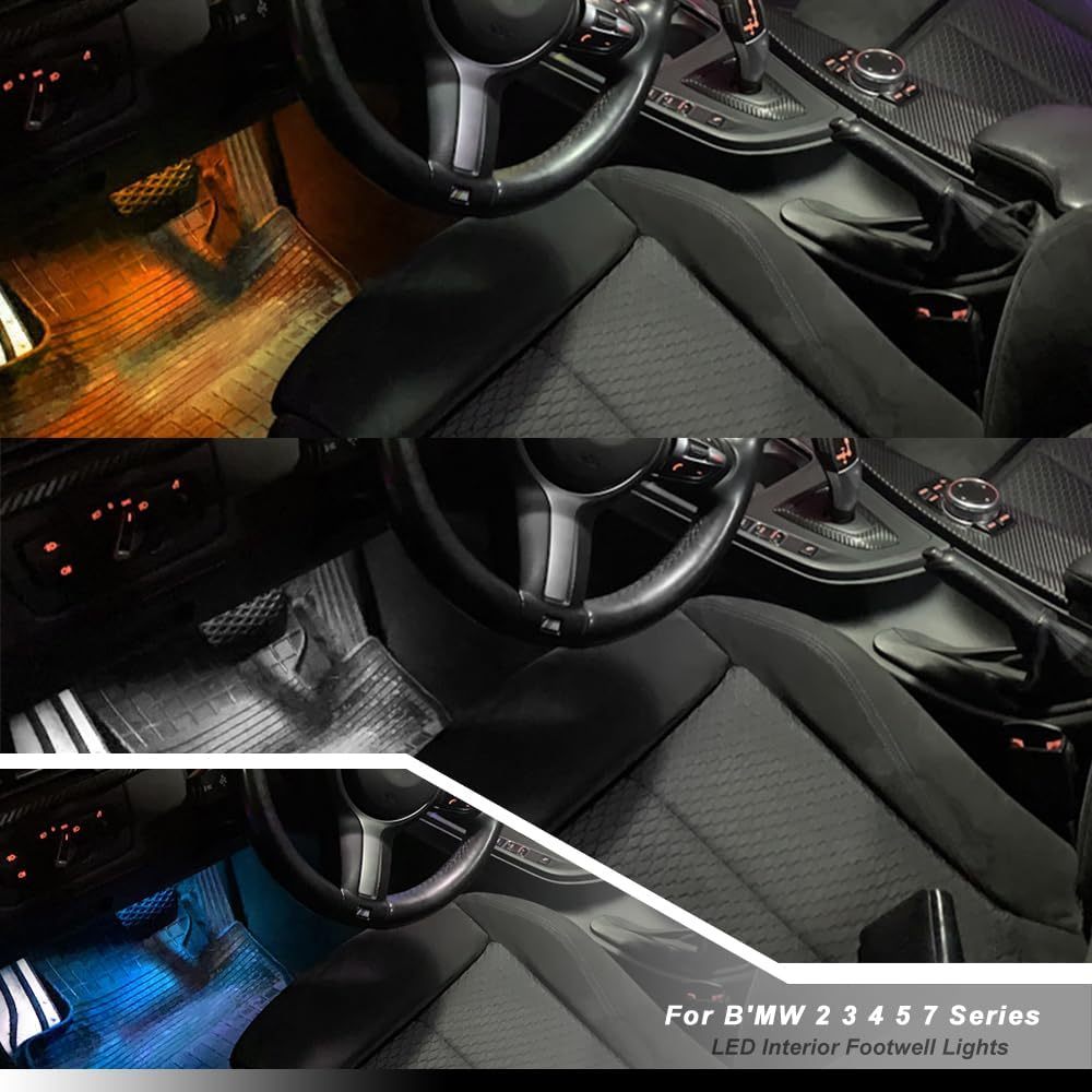 NSLUMO Led Footwell Courtesy Ambient Lights Replacement for B'MW 2 3 4 5 7 Series F30 F32 F36 F22 F23 F31 F34 F33 F10 LCI I3 Under Dashboard Floor Interior Atmosphere Lamp Assembly
