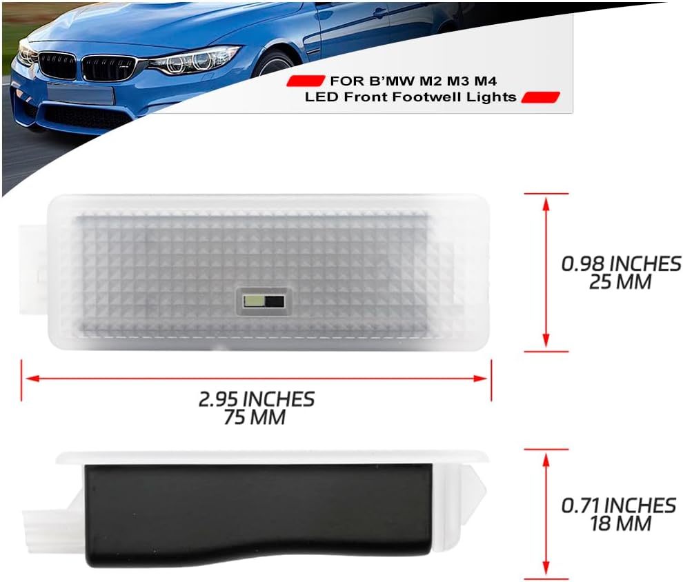 NSLUMO Led Footwell Courtesy Ambient Lights Replacement for 2014-2021 B'MW M2 M3 M4 F87 F80 F82 F83 Under Dashboard Floor Interior Atmosphere Lamp Assembly