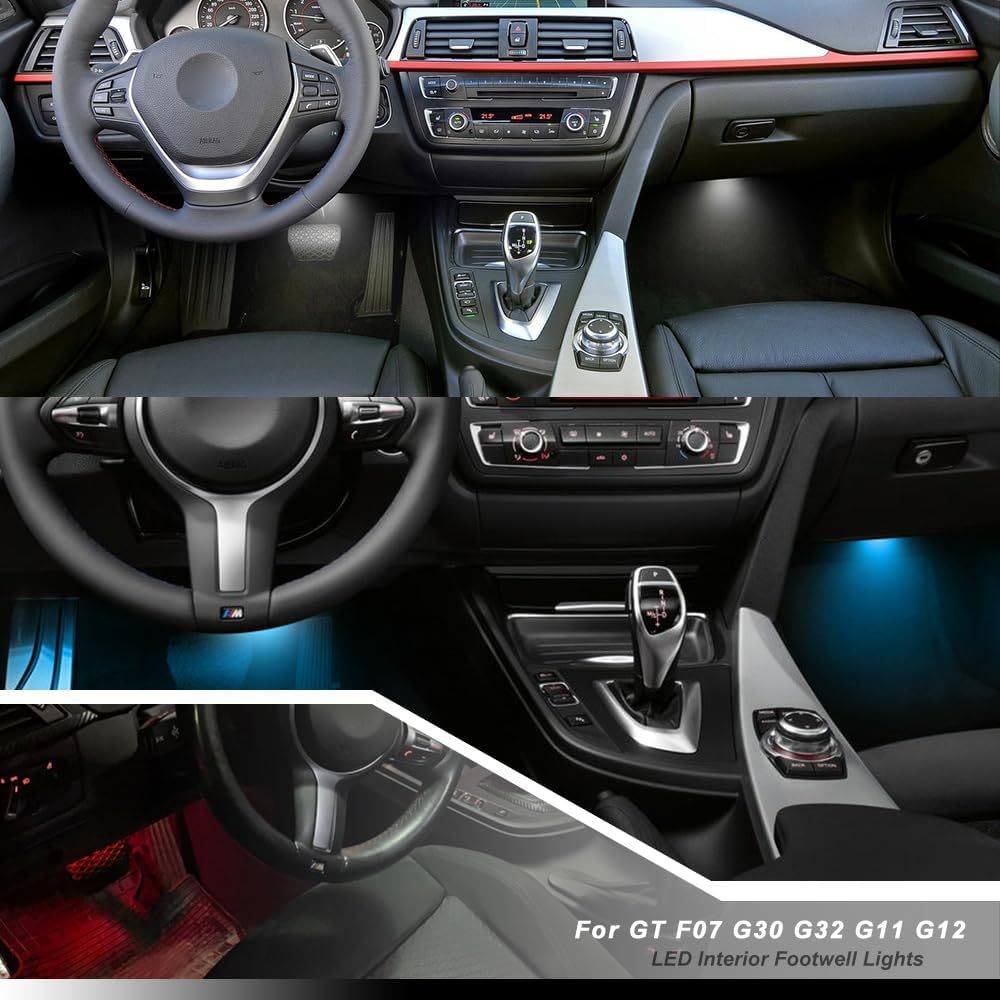 NSLUMO Led Footwell Courtesy Ambient Lights Replacement for 2014-2023 B'MW 5 6 7 Series GT F07 G30 G32 G11 G12 Under Dashboard Floor Interior Atmosphere Lamp Assembly