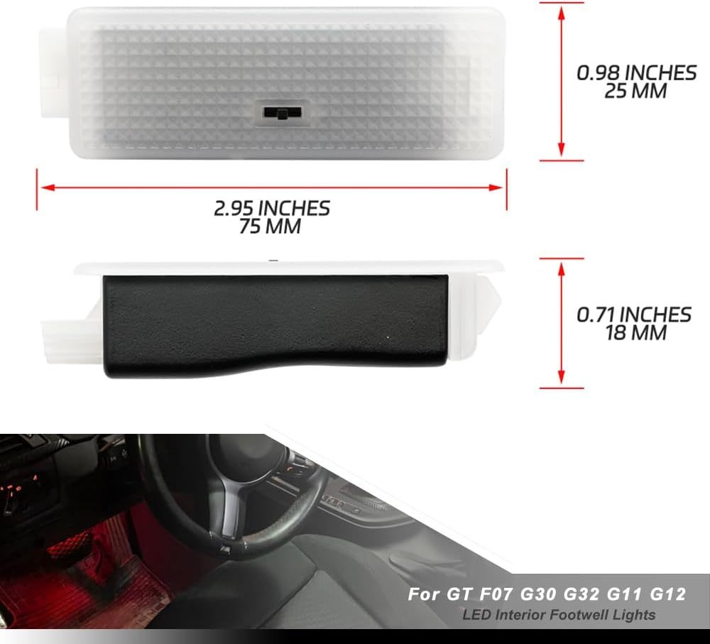 NSLUMO Led Footwell Courtesy Ambient Lights Replacement for 2014-2023 B'MW 5 6 7 Series GT F07 G30 G32 G11 G12 Under Dashboard Floor Interior Atmosphere Lamp Assembly