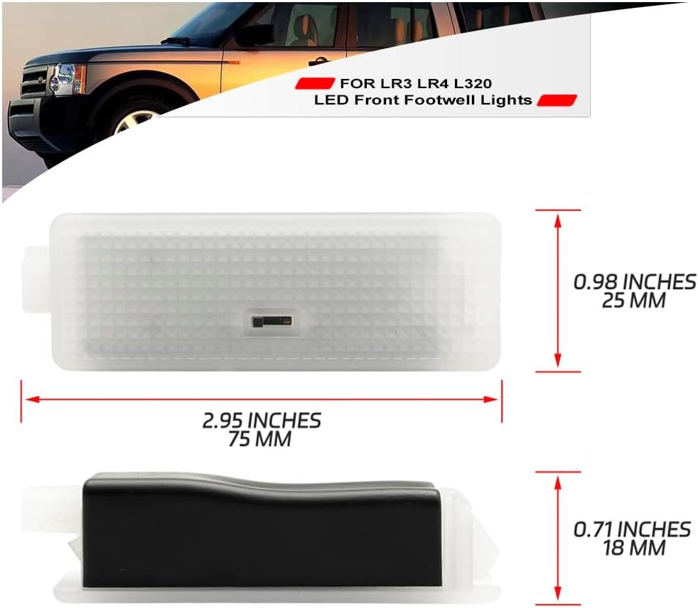 NSLUMO Led Footwell Courtesy Ambient Lights Replacement for 2004-2016 Land Ro'ver LR3 LR4 Range Rover Sport L320 Under Dashboard Floor Interior Blue Atmosphere Lamp Assembly