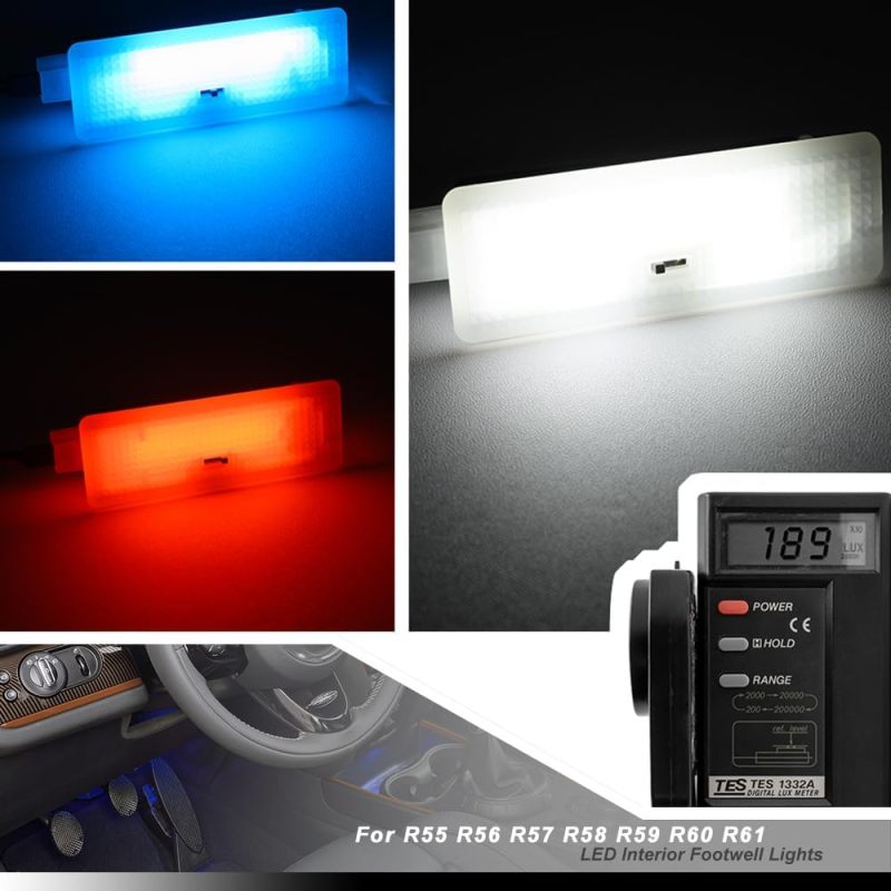 NSLUMO Led Footwell Courtesy Ambient Lights Replacement for 2006-2016 Mi'ni Cooper R56 R57 R58 R59 R55 Clubman R60 Countryman R61 Under Dashboard Floor Interior Blue Atmosphere Lamp Assembly