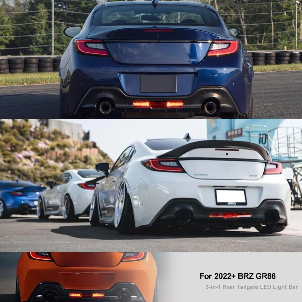 NSLUMO Sequential Rear Fog Reverse Brake Light Kit for 2022+ Su'baru BRZ To'yota GR86 3-In-1 LED Red Tail Light & Xenon White LED Backup Light Replacement