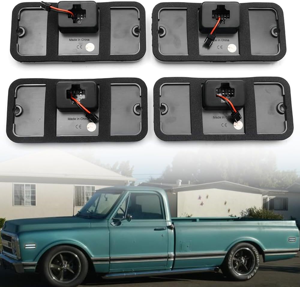 NSLUMO Led Side Marker Lights for 1968-1972 Chevy GMC C/K Series Trucks K10 C1500 K1500 1968-1995 G Series Vans White Side Turn Signal Lamps Fender Sidemarkers Clearance Light Kit Smoked Lens