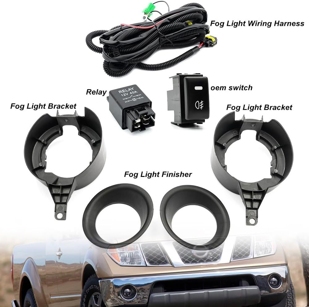 Led Fog Lamp Assembly for 2005-2020 Nis'san Frontier Navara D40 Chrome Steel Bumper Pickup, Switchback Amber White DRL Signal Driving Lamps 12V Led Fog Light Relay Harness Switch Kit