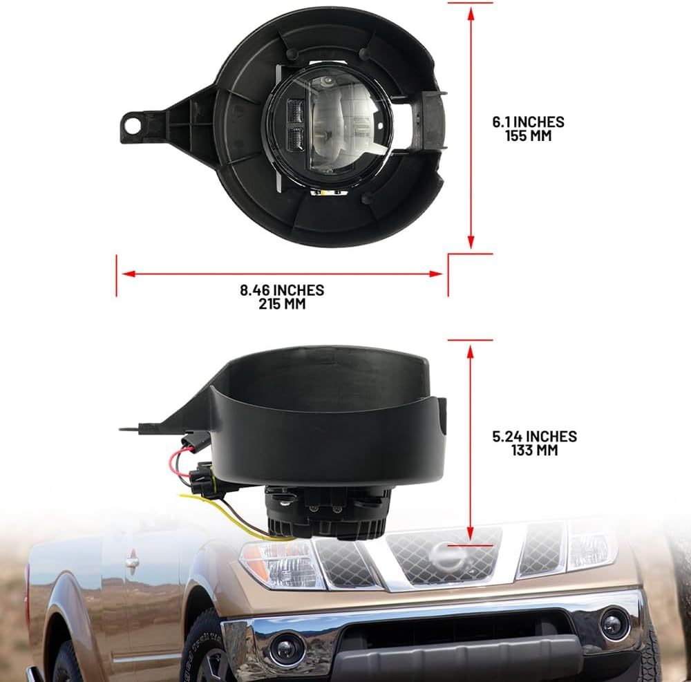 Led Fog Lamp Assembly for 2005-2020 Nis'san Frontier Navara D40 Chrome Steel Bumper Pickup, Switchback Amber White DRL Signal Driving Lamps 12V Led Fog Light Relay Harness Switch Kit
