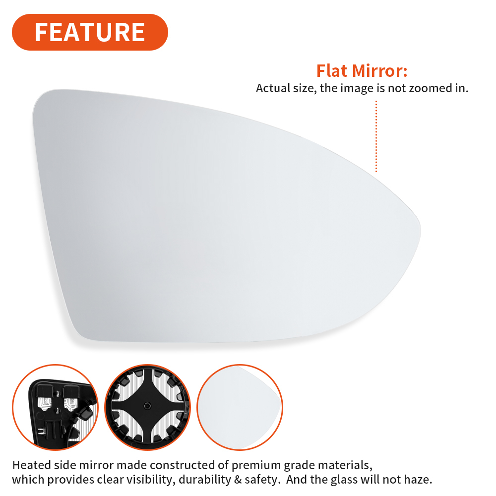 Driver Side Mirror Glass Replacement with Heated Backing Plate for Volkswagen Golf 7 VW Golf MK7 5G0857521 5G0857522