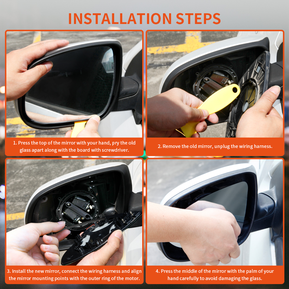 Driver Side Mirror Glass Replacement with Heated Backing Plate for Volkswagen Golf 7 VW Golf MK7 5G0857521 5G0857522