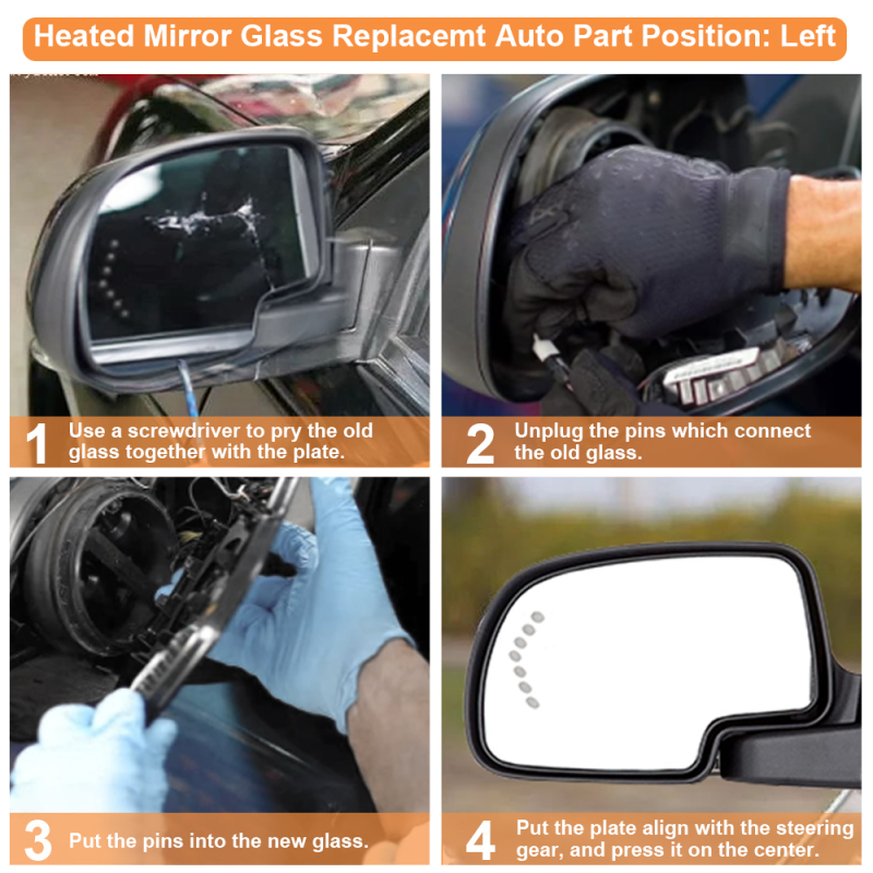 Side Door Heated Mirror Glass Replacement with Turn Signal Light for 2003-2007 Chevy Avalanche Chevrolet Suburban Silverado Cadillac Escalade GMC Sierra Yukon 88944391 88944392