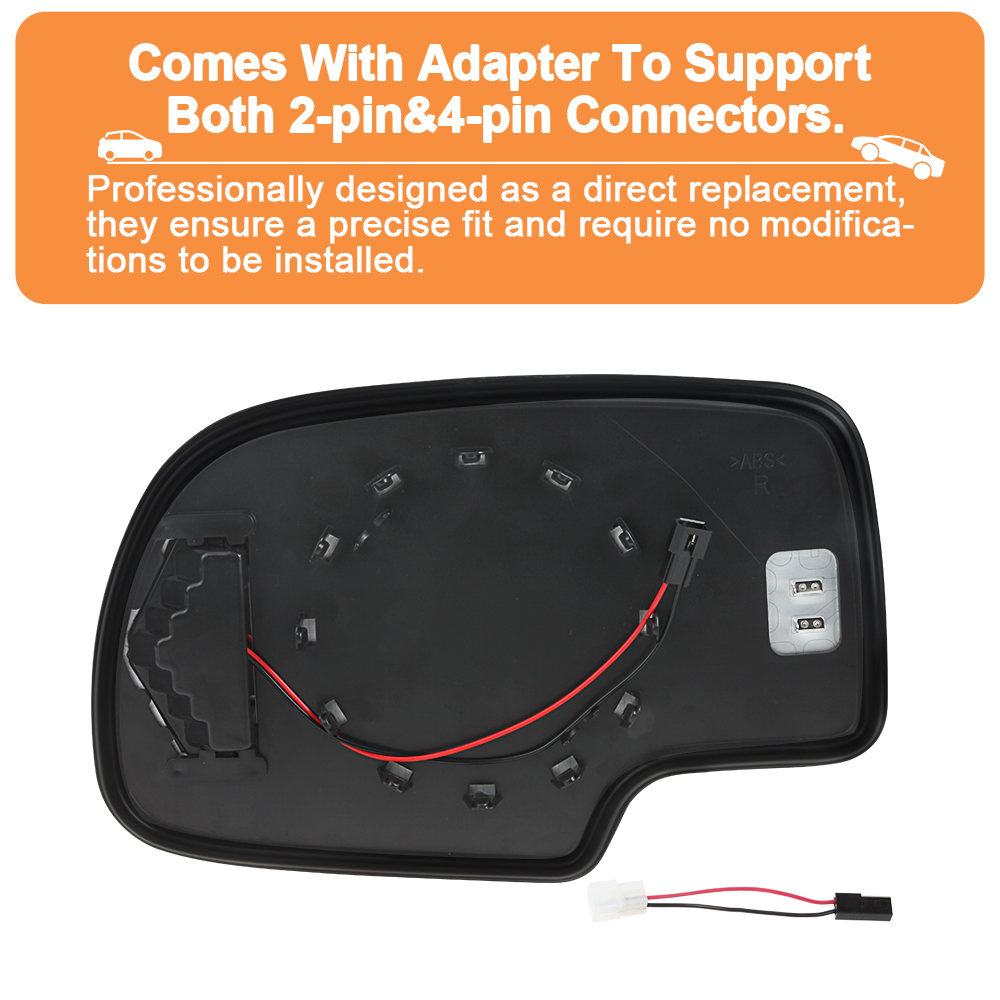 Side Door Heated Mirror Glass Replacement with Turn Signal Light for 2003-2007 Chevy Avalanche Chevrolet Suburban Silverado Cadillac Escalade GMC Sierra Yukon 88944391 88944392