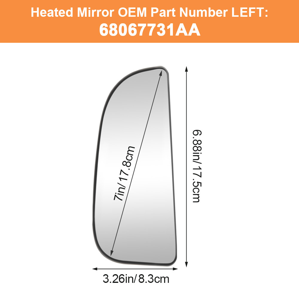 Side View Convex Lower Mirror Driver Left Side View Convex Mirror Backing Plate for 2009-2020 Dodge Ram 1500 2500 3500 4500 5500 Replacement 68067731AA 68067730AA