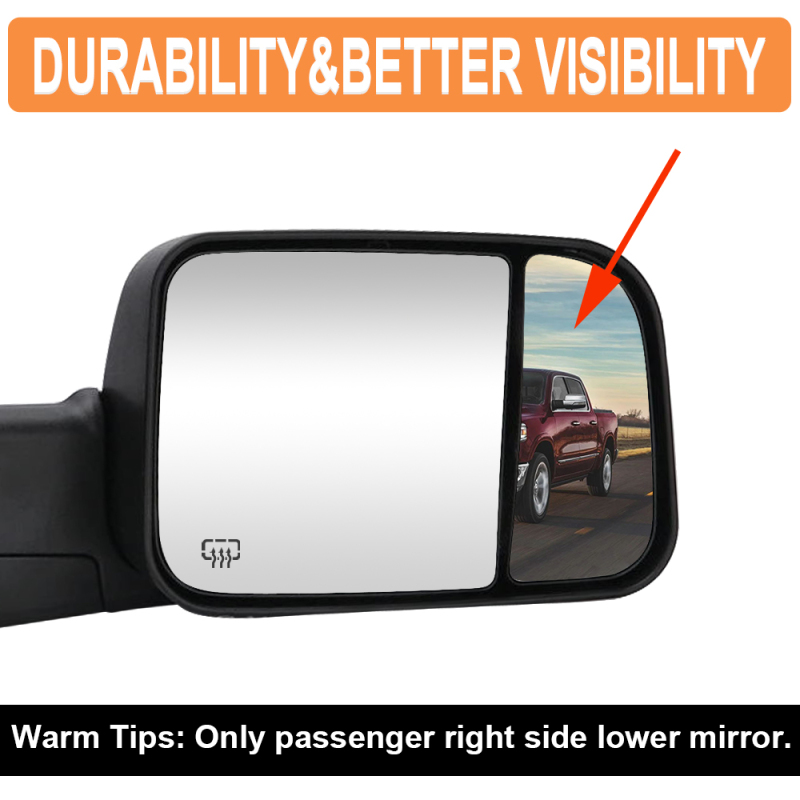 Side View Convex Lower Mirror Driver Left Side View Convex Mirror Backing Plate for 2009-2020 Dodge Ram 1500 2500 3500 4500 5500 Replacement 68067731AA 68067730AA