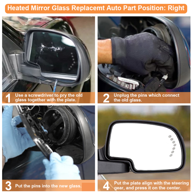 Side Door Heated Mirror Glass Replacement with Turn Signal Light for 2003-2007 Chevy Avalanche Chevrolet Suburban Silverado Cadillac Escalade GMC Sierra Yukon 88944391 88944392