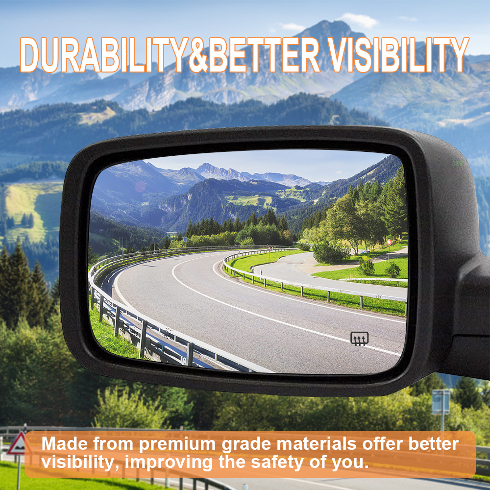 Side Heated Mirror With Rear Holder Side View Exterior Flat Mirror for 2009-2018 Dodge Ram 1500 2500 Replacement 68050299AA 68050298AA