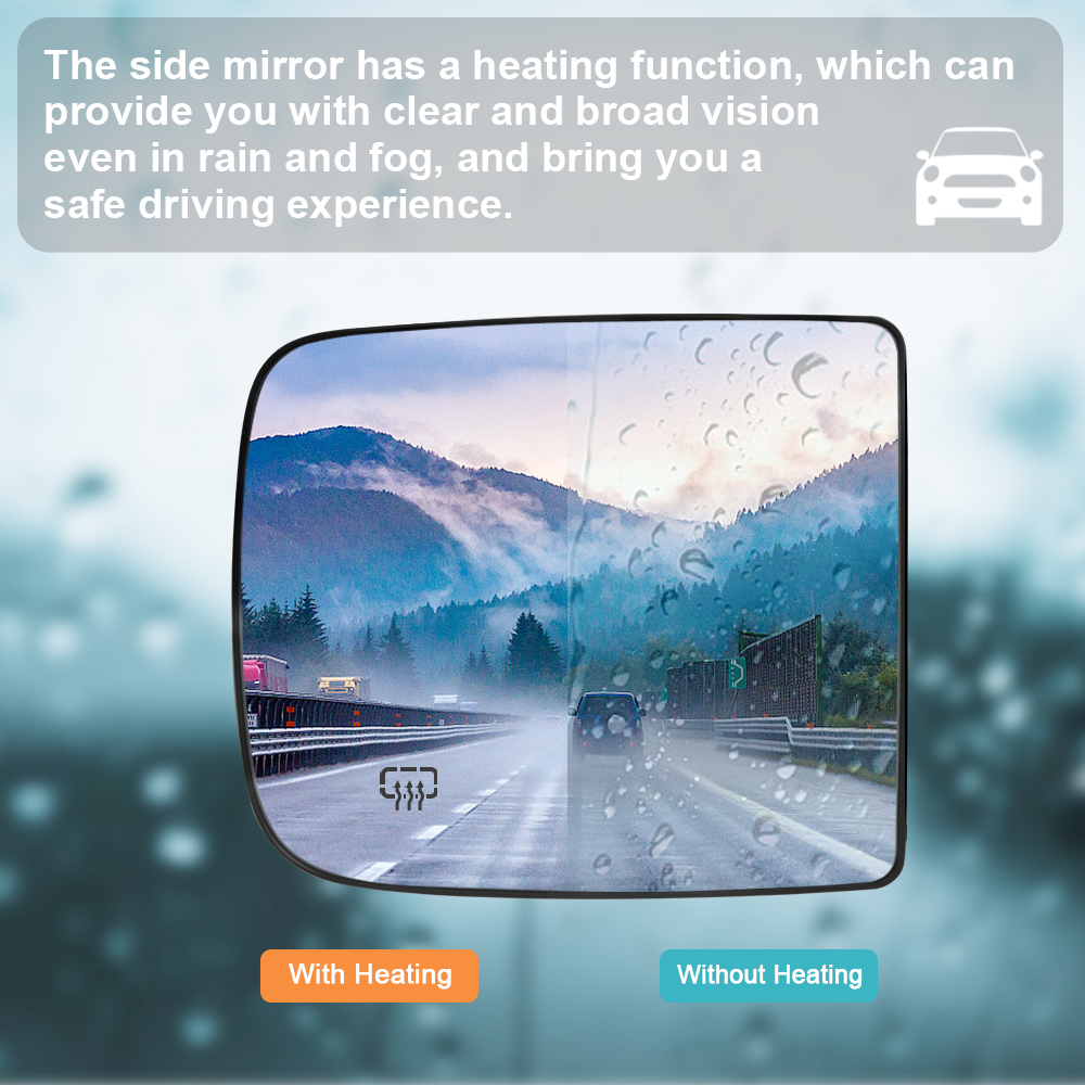 Side Tow Convex Mirror Glass Heated Mirror Glass with Rear Holder for Dodge Ram 1500 2500 3500 Truck 2009 - 2020 Replacement 68067727AA 68067726AA