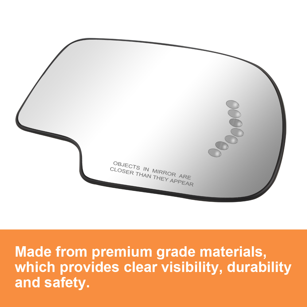 Side Door Heated Mirror Glass Replacement with Turn Signal Light for 2003-2007 Chevy Avalanche Chevrolet Suburban Silverado Cadillac Escalade GMC Sierra Yukon 88944391 88944392