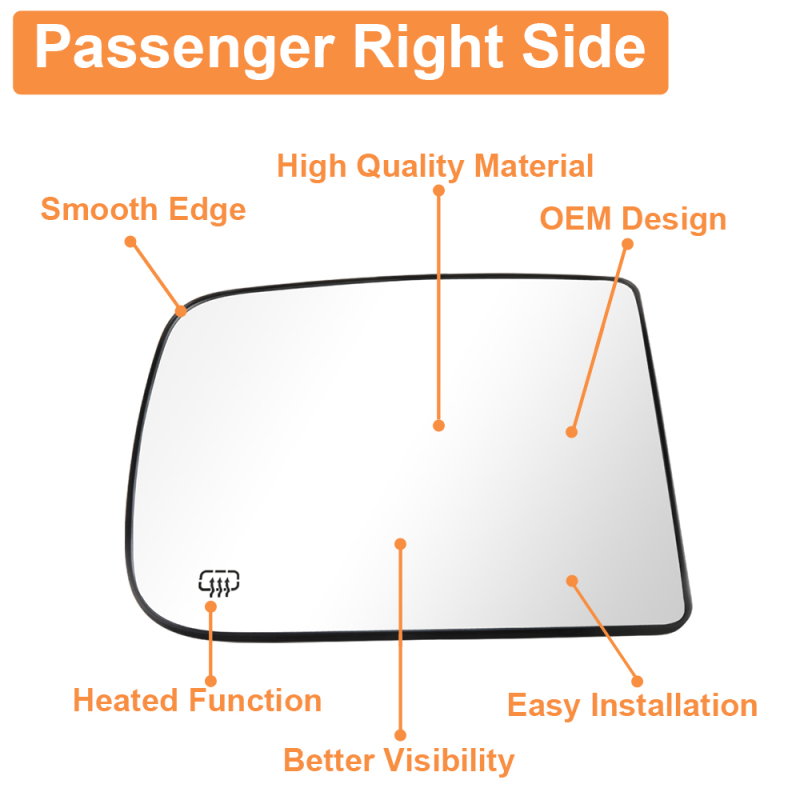 Side Tow Convex Mirror Glass Heated Mirror Glass with Rear Holder for Dodge Ram 1500 2500 3500 Truck 2009 - 2020 Replacement 68067727AA 68067726AA