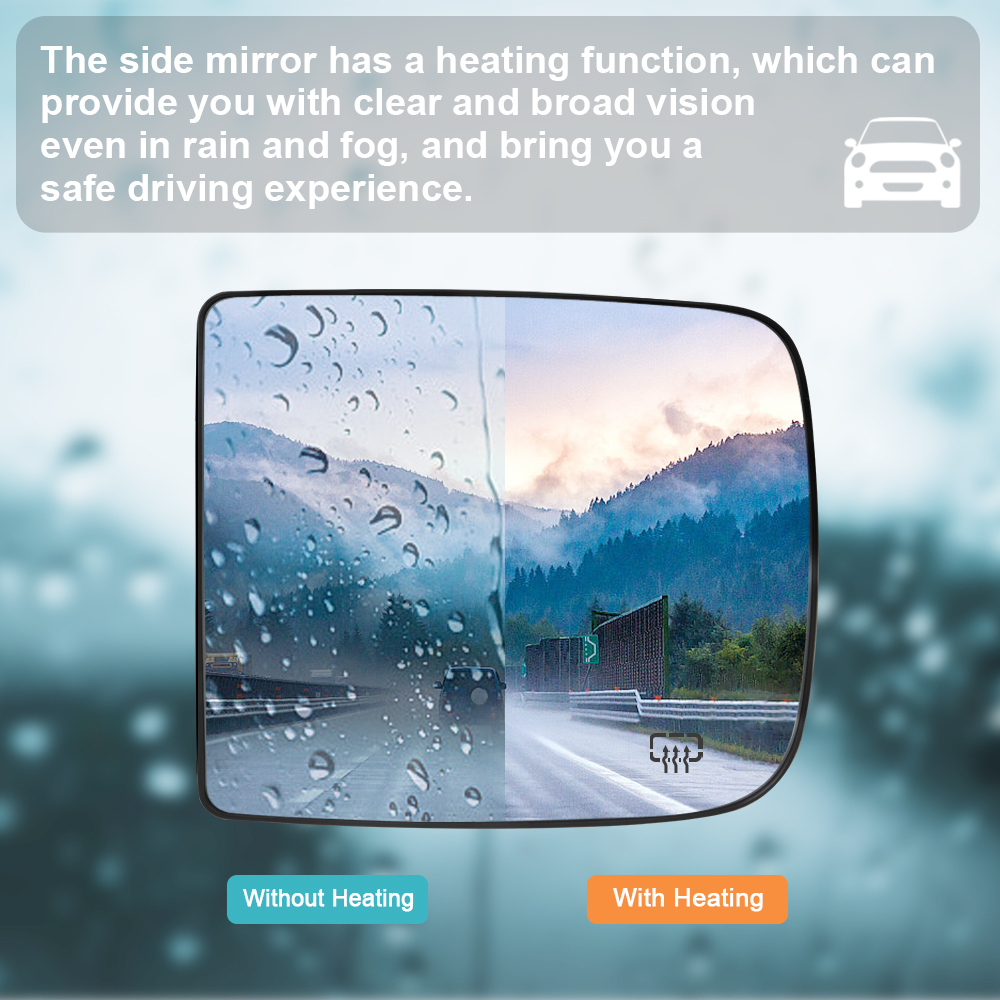 Side Tow Convex Mirror Glass Heated Mirror Glass with Rear Holder for Dodge Ram 1500 2500 3500 Truck 2009 - 2020 Replacement 68067727AA 68067726AA