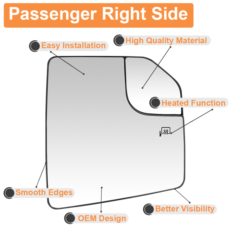 Side Heated Mirror Glass Replacement Blind Spot for Ford F150 2015 2016 2017 2018 2019 2020 Replaces FL3Z17K707L FL3Z17K707A