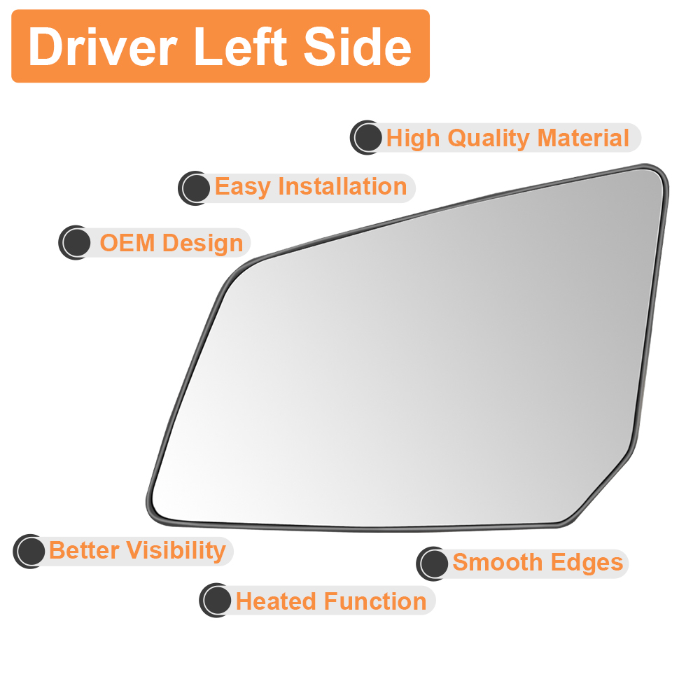 Side Heated Mirror Glass Replacement for 2007-2016 GMC Acadia 2009-2016 Chevrolet Traverse 2007-2010 Saturn Outlook Replaces GM1324124 GM1324119