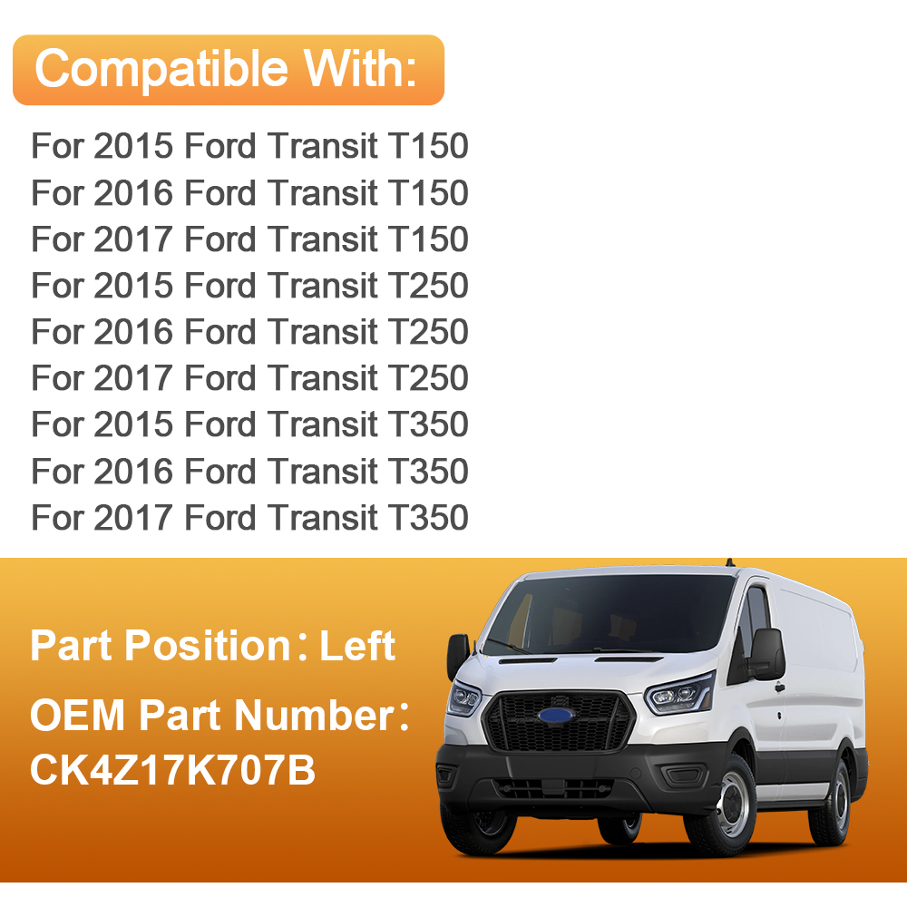 Side Heated Mirror Rear View Upper Mirror Glass Replacement for Ford Transit T150 T250 T350 2015 2016 2017 Convex Mirror Replaces CK4Z17K707B CK4Z17K707D