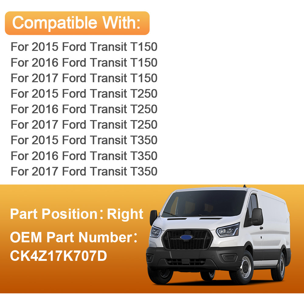 Side Heated Mirror Rear View Upper Mirror Glass Replacement for Ford Transit T150 T250 T350 2015 2016 2017 Convex Mirror Replaces CK4Z17K707B CK4Z17K707D