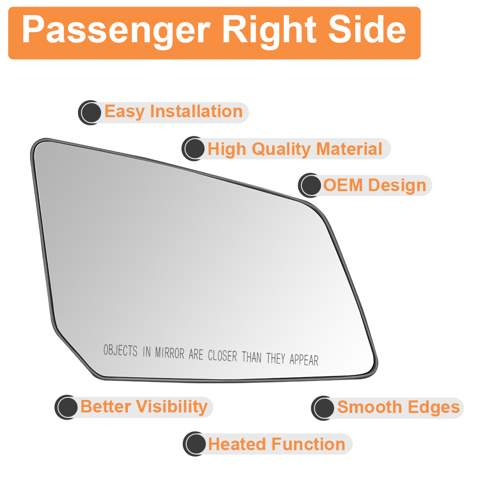 Side Heated Mirror Glass Replacement for 2007-2016 GMC Acadia 2009-2016 Chevrolet Traverse 2007-2010 Saturn Outlook Replaces GM1324124 GM1324119