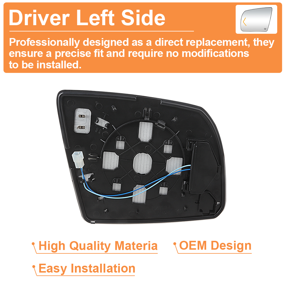 Side Heated Mirror Glass Replacement with Turn Signal Light for 2007-2020 Toyota Tundra 2008-2017 Toyota Sequoia 87906-0C030 87903-0C030