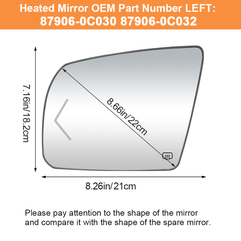 Side Heated Mirror Glass Replacement with Turn Signal Light for 2007-2020 Toyota Tundra 2008-2017 Toyota Sequoia 87906-0C030 87903-0C030