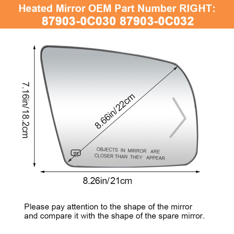 Side Heated Mirror Glass Replacement with Turn Signal Light for 2007-2020 Toyota Tundra 2008-2017 Toyota Sequoia 87906-0C030 87903-0C030