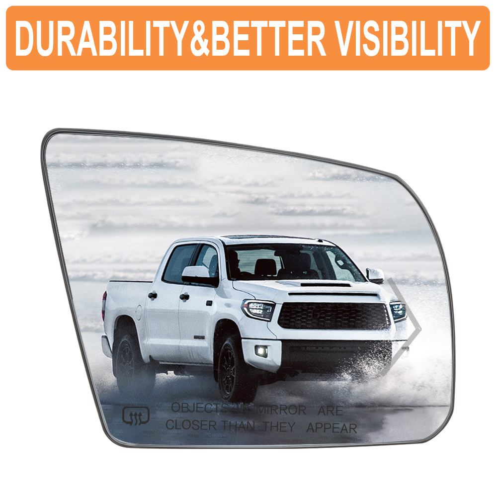 Side Heated Mirror Glass Replacement with Turn Signal Light for 2007-2020 Toyota Tundra 2008-2017 Toyota Sequoia 87906-0C030 87903-0C030