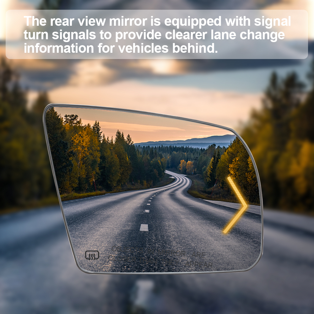 Side Heated Mirror Glass Replacement with Turn Signal Light for 2007-2020 Toyota Tundra 2008-2017 Toyota Sequoia 87906-0C030 87903-0C030