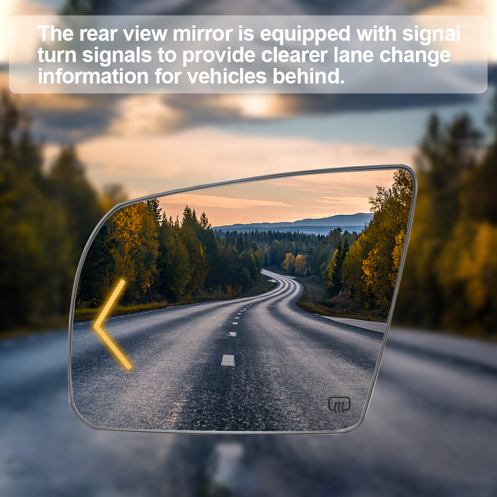 Side Heated Mirror Glass Replacement with Turn Signal Light for 2007-2020 Toyota Tundra 2008-2017 Toyota Sequoia 87906-0C030 87903-0C030