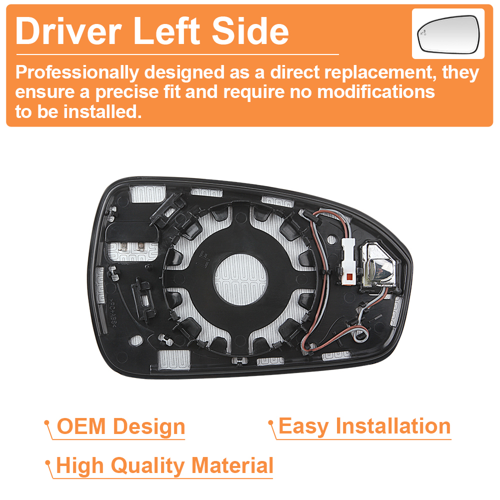 Side Door Heated Mirror Glass Replacement with Blind Spot Detection BLIS for Ford Fusion 2013 2014 2015 2016 2017 2018 2019 2020 2021 DS7Z17K707H DS7Z17K707C