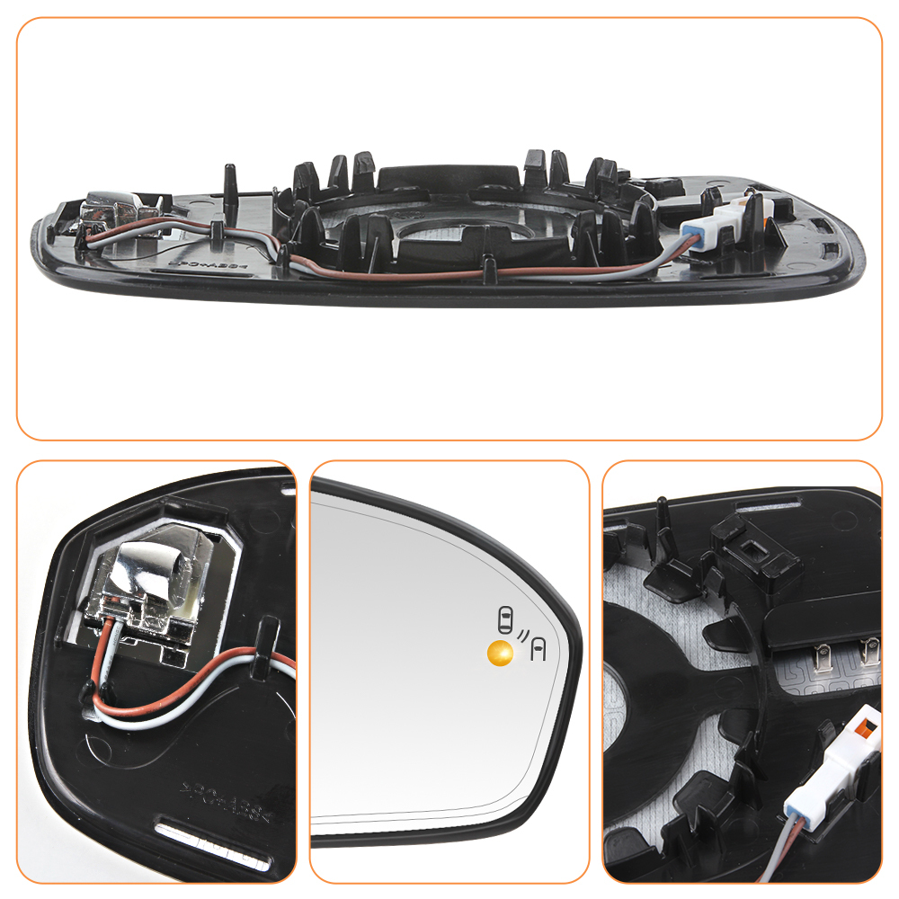 Side Door Heated Mirror Glass Replacement with Blind Spot Detection BLIS for Ford Fusion 2013 2014 2015 2016 2017 2018 2019 2020 2021 DS7Z17K707H DS7Z17K707C