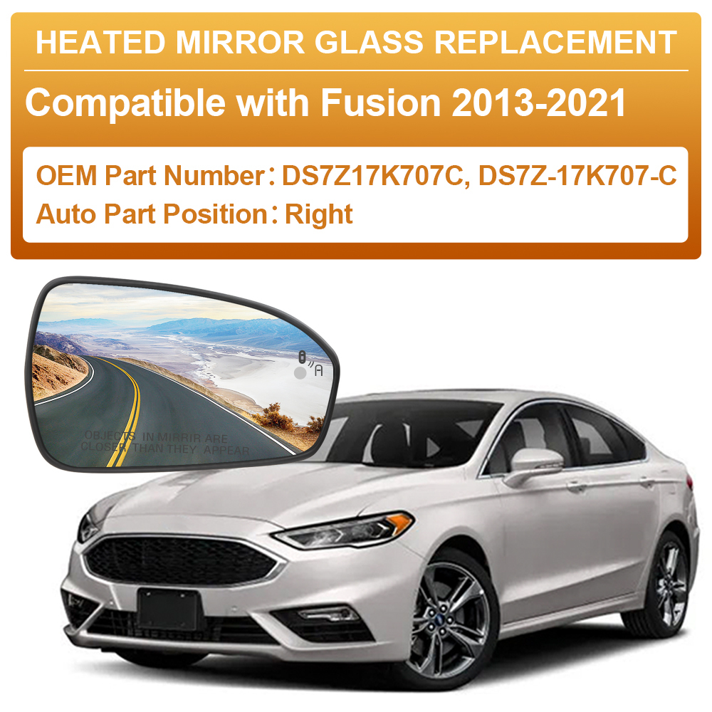 Side Door Heated Mirror Glass Replacement with Blind Spot Detection BLIS for Ford Fusion 2013 2014 2015 2016 2017 2018 2019 2020 2021 DS7Z17K707H DS7Z17K707C