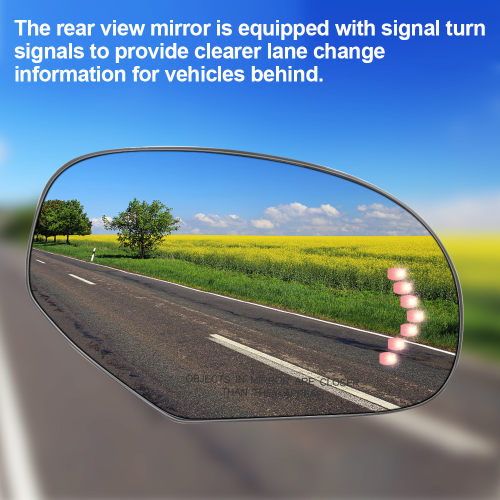 Side Heated Mirror Glass Replacement with Turn Signal Light for 2007-2014 Chevy Silverado Suburban Tahoe Avalanche Cadillac Escalade GMC Sierra Yukon GM1324138 GM1325138