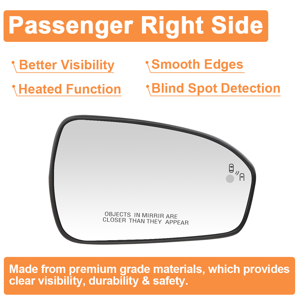 Side Door Heated Mirror Glass Replacement with Blind Spot Detection BLIS for Ford Fusion 2013 2014 2015 2016 2017 2018 2019 2020 2021 DS7Z17K707H DS7Z17K707C
