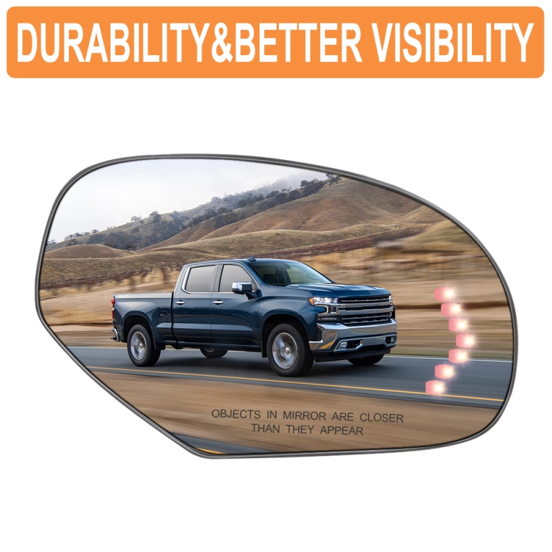 Side Heated Mirror Glass Replacement with Turn Signal Light for 2007-2014 Chevy Silverado Suburban Tahoe Avalanche Cadillac Escalade GMC Sierra Yukon GM1324138 GM1325138