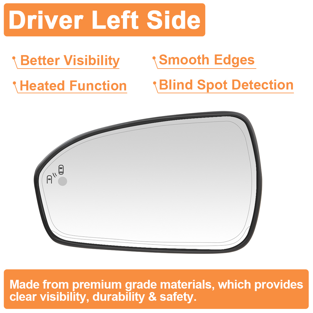 Side Door Heated Mirror Glass Replacement with Blind Spot Detection BLIS for Ford Fusion 2013 2014 2015 2016 2017 2018 2019 2020 2021 DS7Z17K707H DS7Z17K707C
