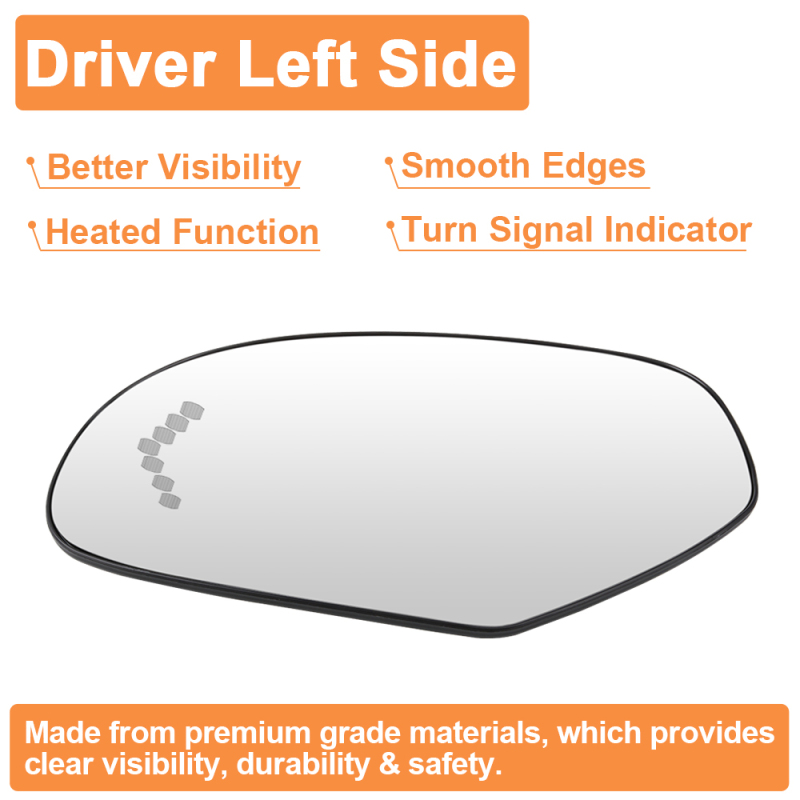 Side Heated Mirror Glass Replacement with Turn Signal Light for 2007-2014 Chevy Silverado Suburban Tahoe Avalanche Cadillac Escalade GMC Sierra Yukon GM1324138 GM1325138