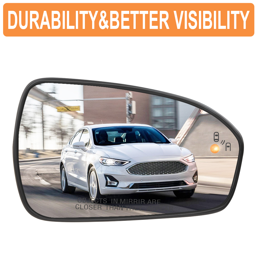 Side Door Heated Mirror Glass Replacement with Blind Spot Detection BLIS for Ford Fusion 2013 2014 2015 2016 2017 2018 2019 2020 2021 DS7Z17K707H DS7Z17K707C