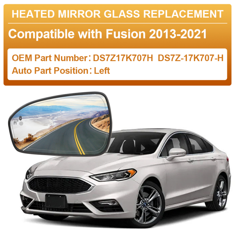 Side Door Heated Mirror Glass Replacement with Blind Spot Detection BLIS for Ford Fusion 2013 2014 2015 2016 2017 2018 2019 2020 2021 DS7Z17K707H DS7Z17K707C