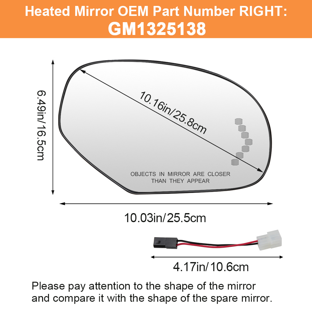 Side Heated Mirror Glass Replacement with Turn Signal Light for 2007-2014 Chevy Silverado Suburban Tahoe Avalanche Cadillac Escalade GMC Sierra Yukon GM1324138 GM1325138