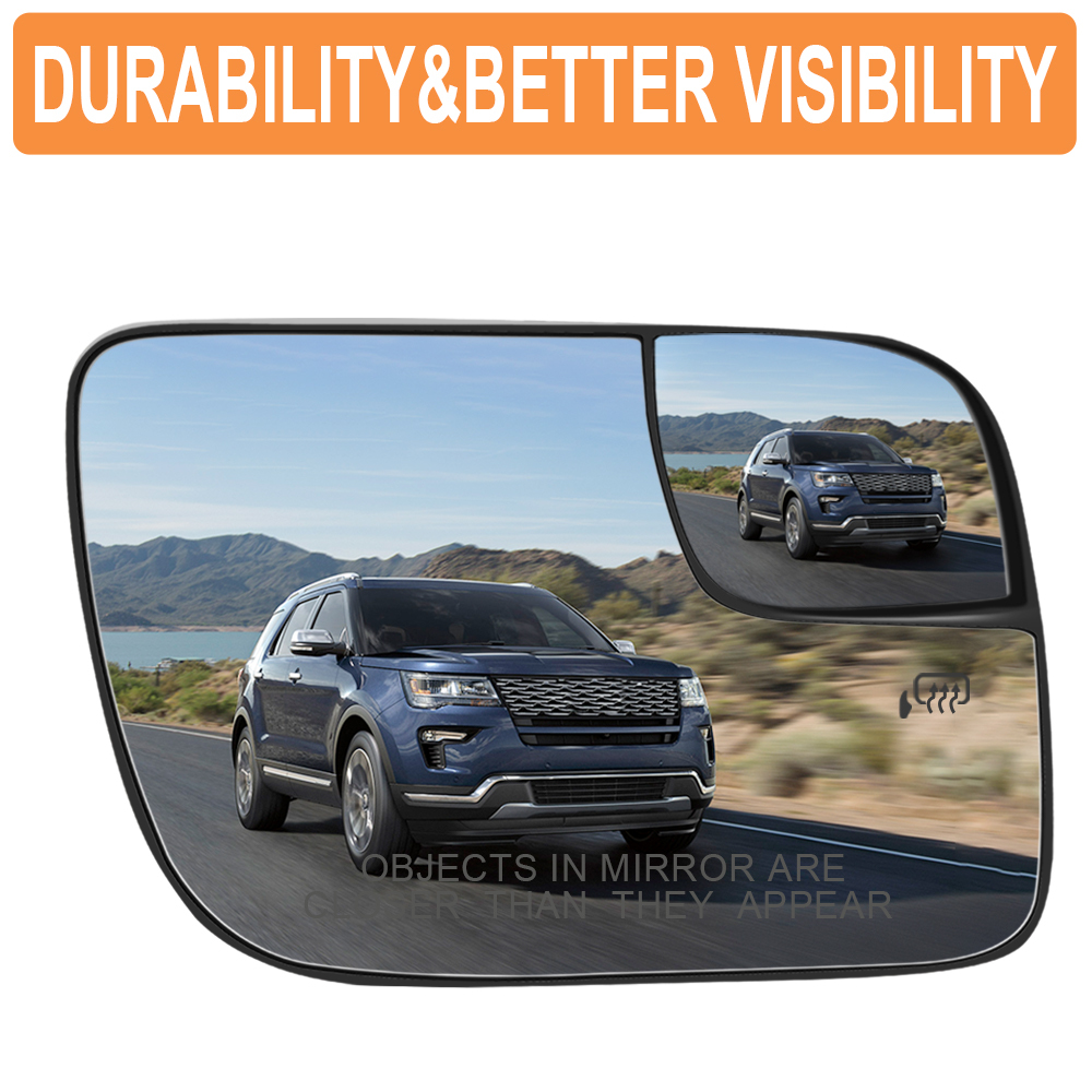 Side Heated Mirror Glass Replacement for 2011-2019 Ford Explorer Blind Spot Mirror Glass BB5Z-17K707-A/BB5Z-17K707-B